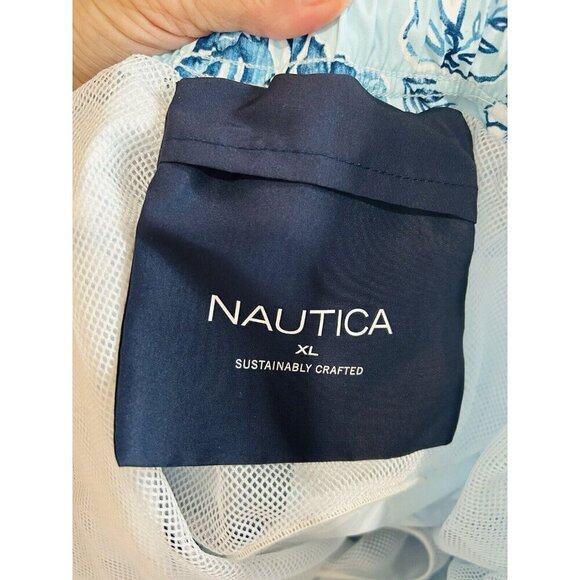 Men's Nautica swim Shorts trunks Tropical leaf print Shades Blue Size XL - Picture 7 of 8